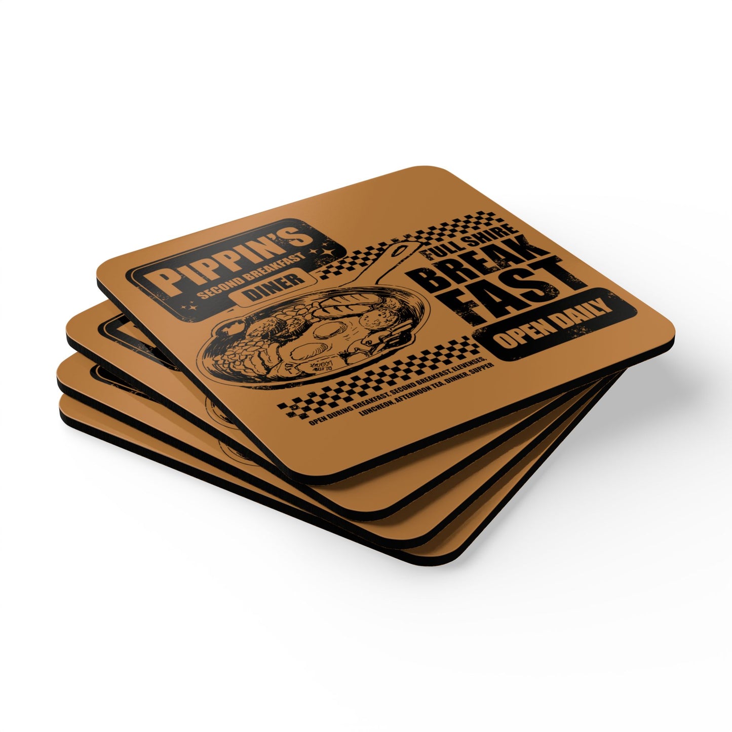 Full Breakfast Corkwood Coaster Set