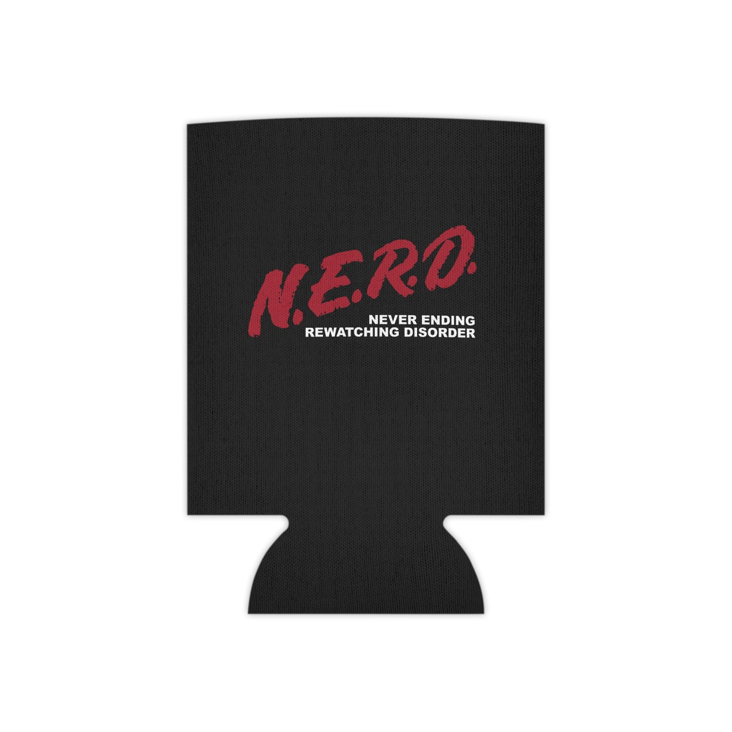 black can cooler with red design that says nerd