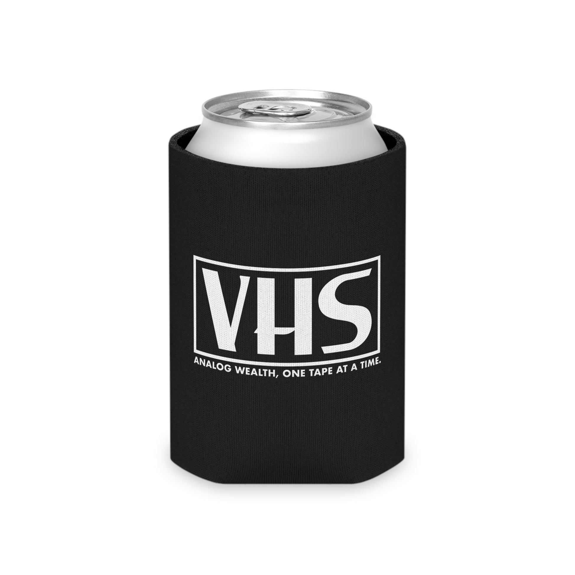 can in a can cooler featuring VHS analog wealth design
