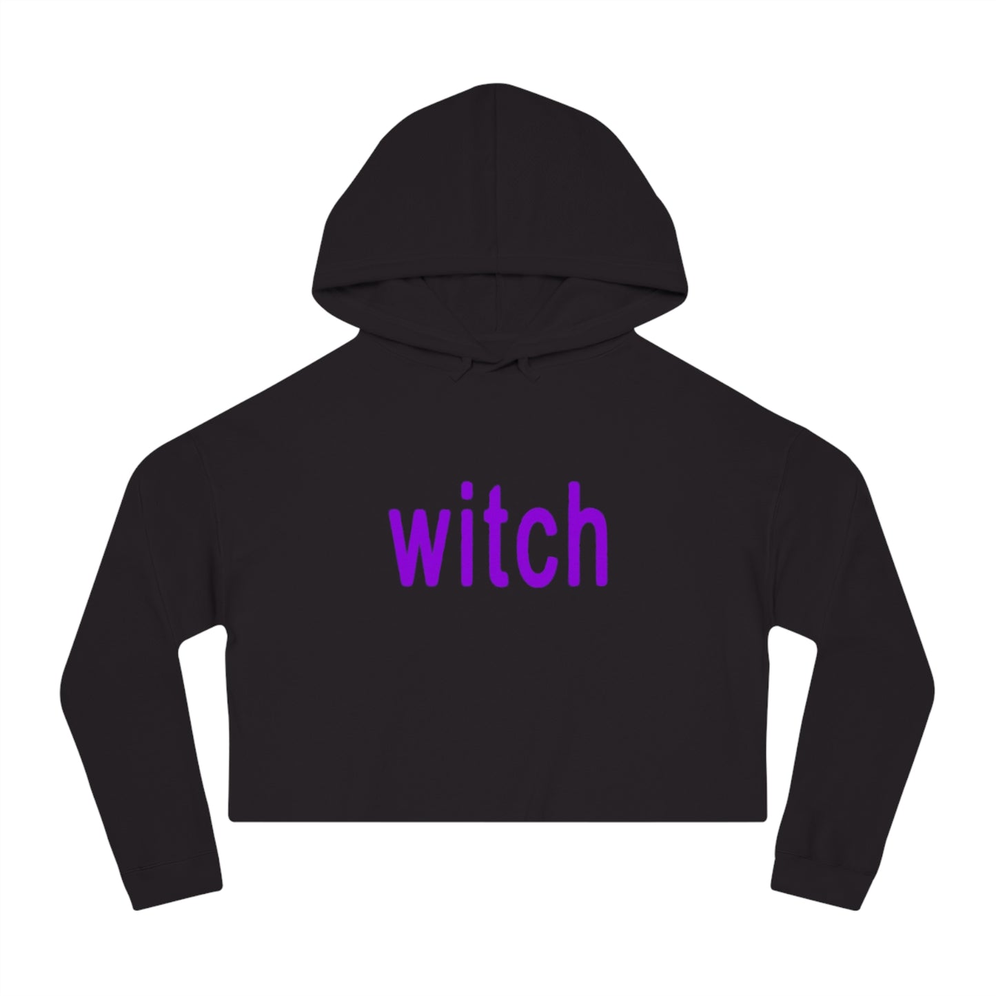 black cropped hoodie with purple witch design in style of brat