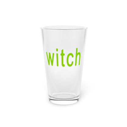 Pint glass with Brat-inspired Witch design 